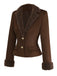 [Vorverkauf] Dunkelbraun 1960er Faux Wildleder Pelzig Revers Jacke