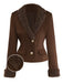 [Vorverkauf] Dunkelbraun 1960er Faux Wildleder Pelzig Revers Jacke