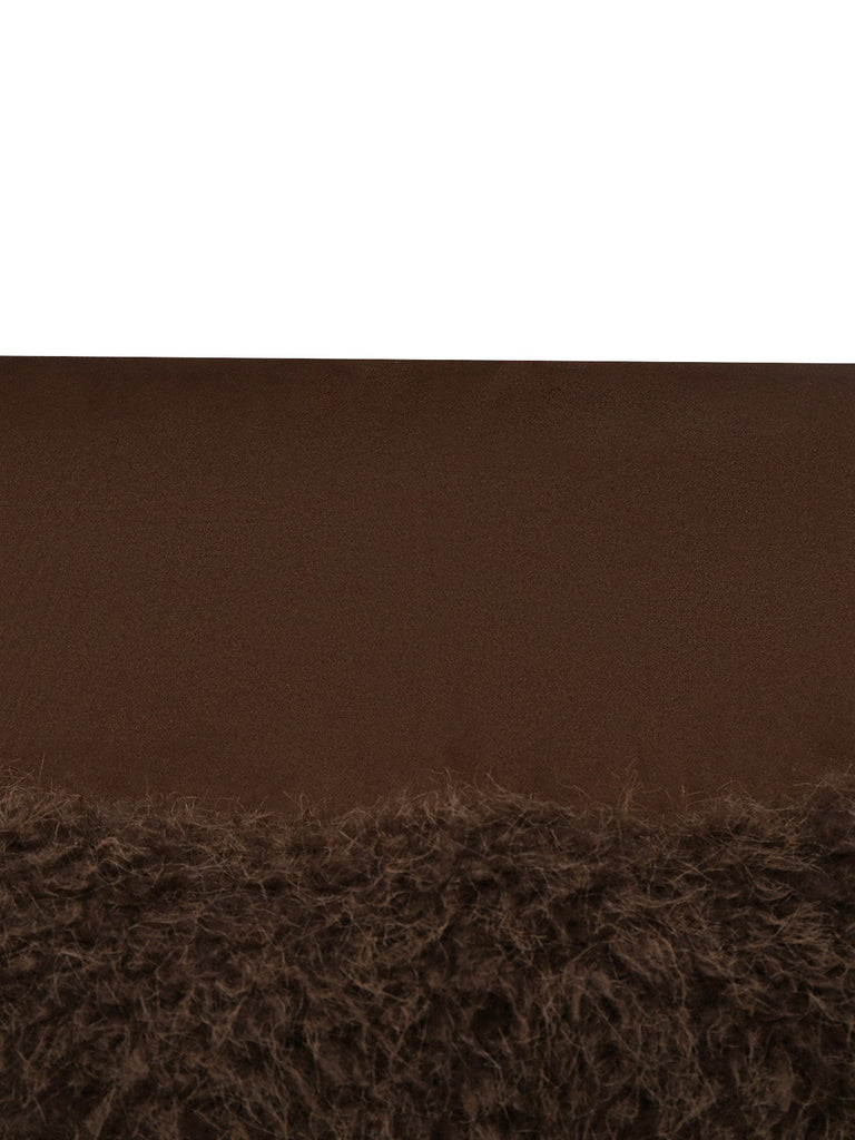 [Vorverkauf] Dunkelbraun 1960er Faux Wildleder Pelzig Patchwork Rock