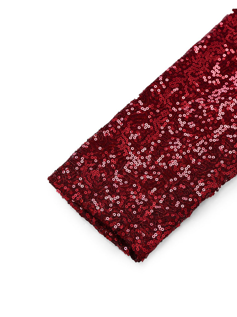 1970er Pailletten Revers Lange Ärmel Jacke