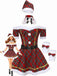 Rot 1960er Schulterfrei Plaid Weihnachten Kleid Set