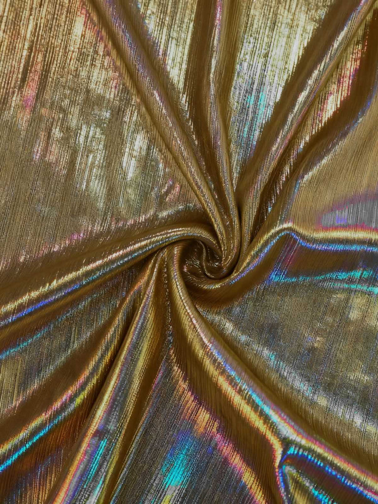 Gold 1930er Metallisch Texturiert Bogen Wasserfallkragen Kleid