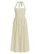 1940er Solide Breit-Träger Halter Rückenfrei Kleid