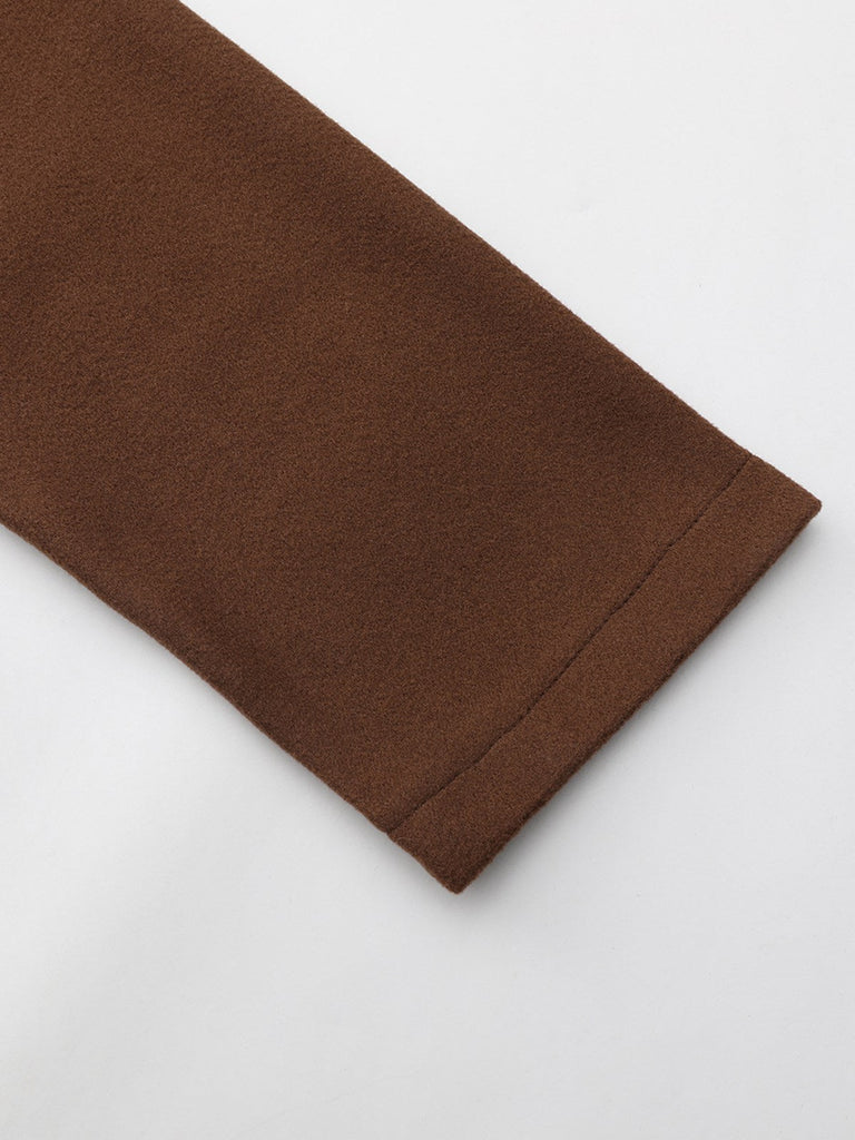 Braun 1930er Kerbkragen Kunstwolle Langer Mantel