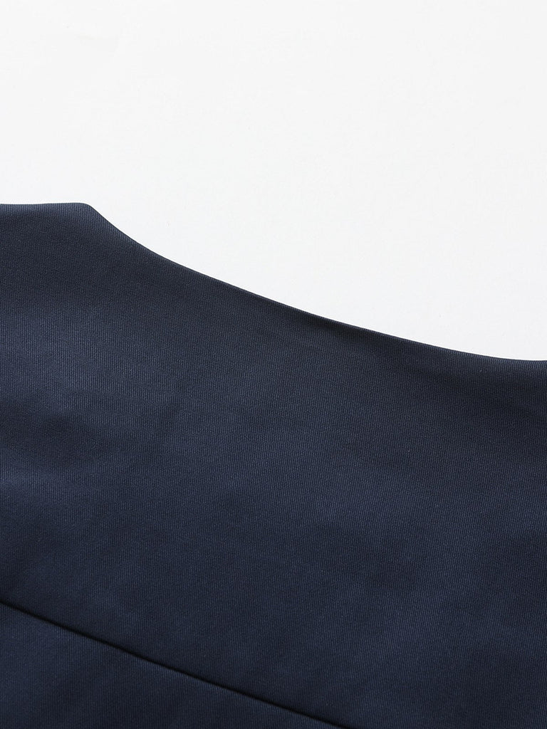 Blau 1940er Zweireihiger Rundhals Trench Mantel