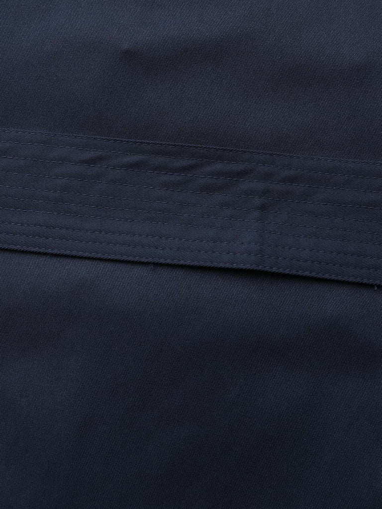 Blau 1940er Zweireihiger Rundhals Trench Mantel