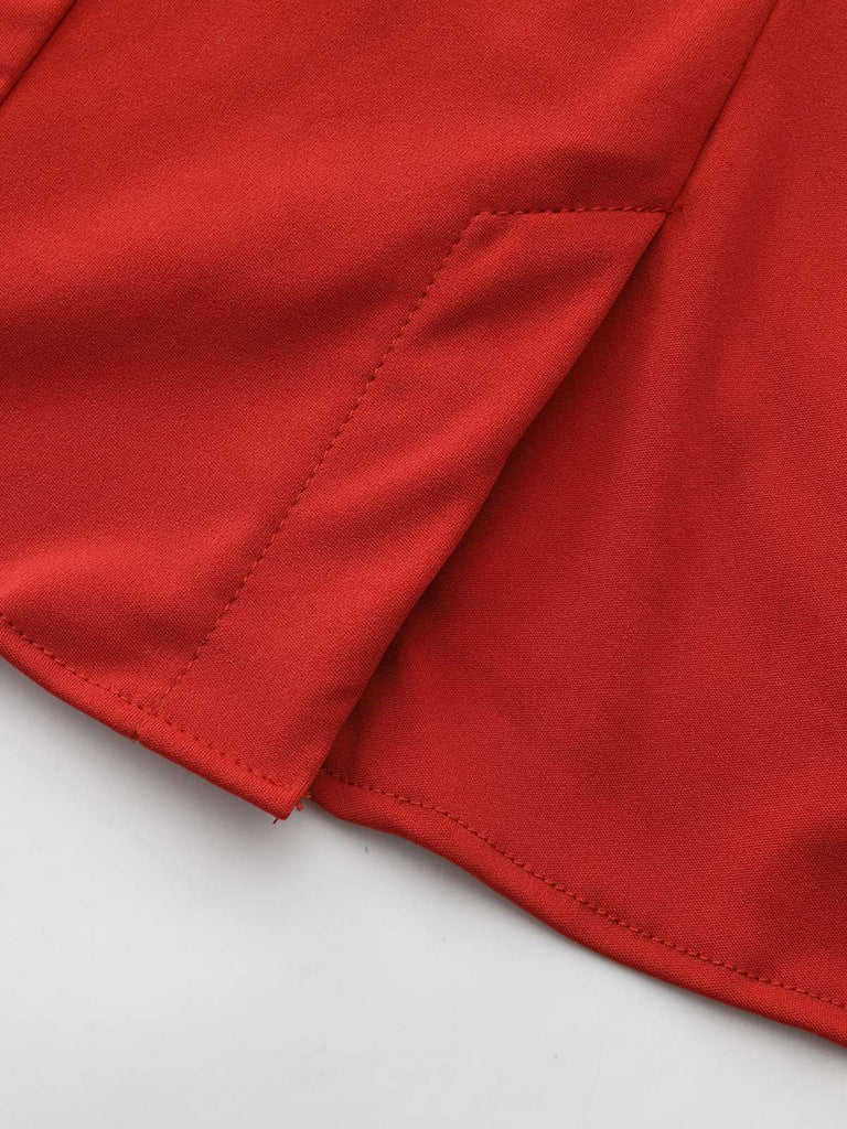 Rot 1940er Diagonal Knopf Stehkragen Mantel