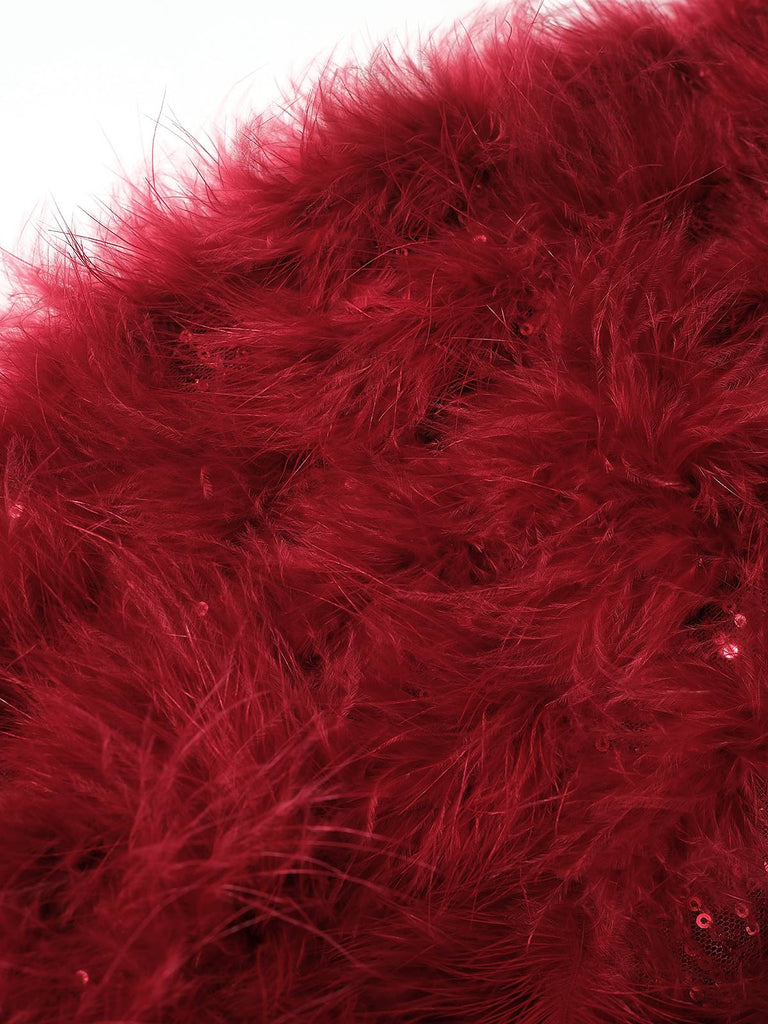 1950er Solide Feder Pailletten Patchwork Trägerlos Jumpsuit