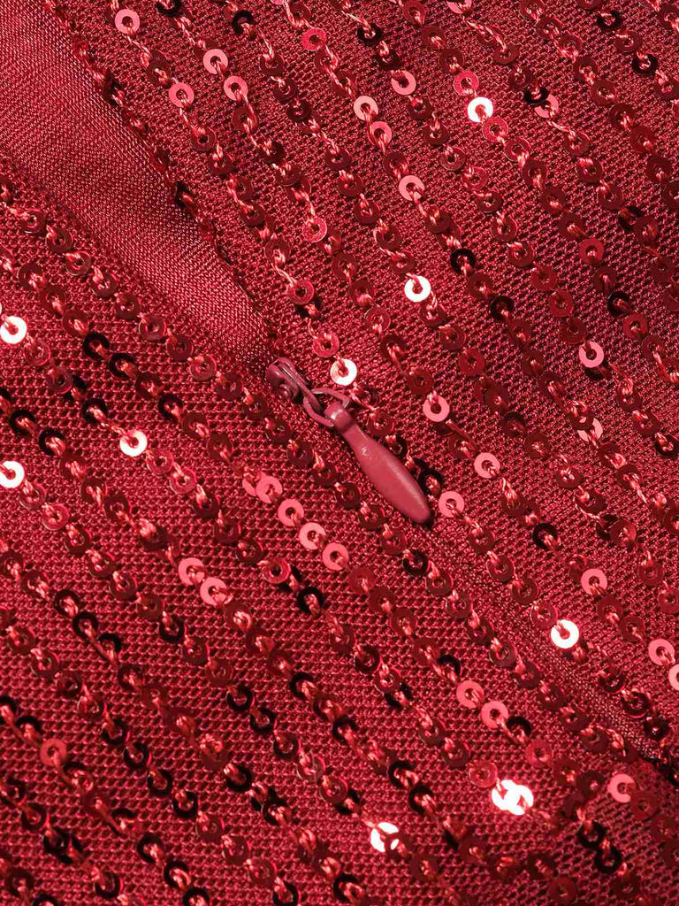 1950er Solide Feder Pailletten Patchwork Trägerlos Jumpsuit