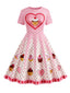 [Vorverkauf] Rosa 1950er Valentinstag Kuchen Swing Kleid