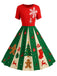 Schwarz 1950er Weihnachten Schneeflocke Swing Kleid