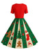 Schwarz 1950er Weihnachten Schneeflocke Swing Kleid