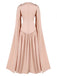 Beige 1950er Drapiert Renaissance Langarm Maxi Kleid