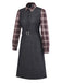 [Vorverkauf] Schwarz 1940er Kariert Jeansstoff Patchwork Kleid