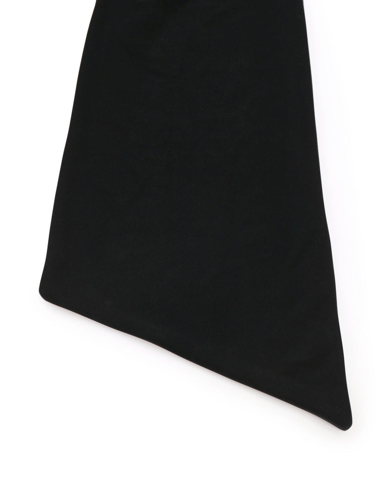 [Vorverkauf] Schwarz 1960er Trägerlos Samt Gerüschtes Band Kleid