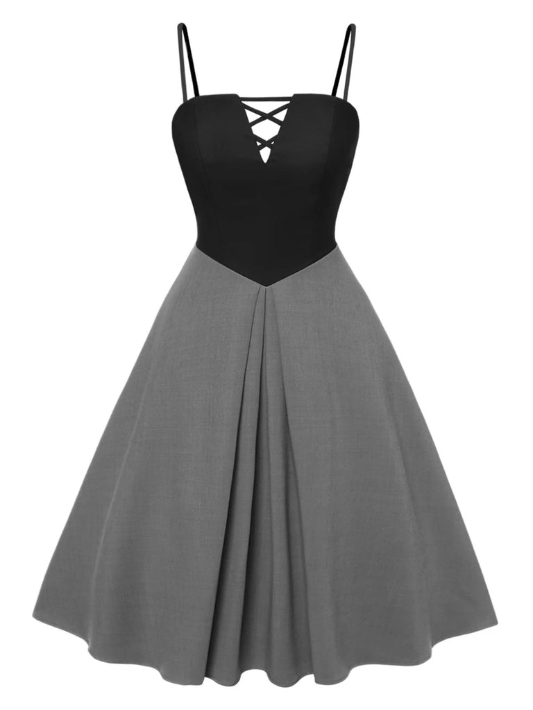 [Vorverkauf] [Übergröße] 2PCS 1940er Farbblock Rosa Bluse & Grau Kleid