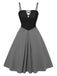 [Vorverkauf] [Übergröße] 2PCS 1940er Farbblock Rosa Bluse & Grau Kleid