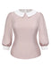 [Vorverkauf] [Übergröße] 2PCS 1940er Farbblock Rosa Bluse & Grau Kleid