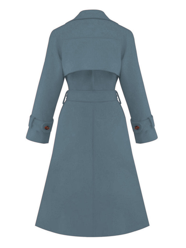 1950er Solide Zweireihiger Revers Trench Mantel