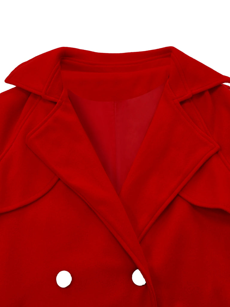 1950er Solide Zweireihiger Revers Trench Mantel