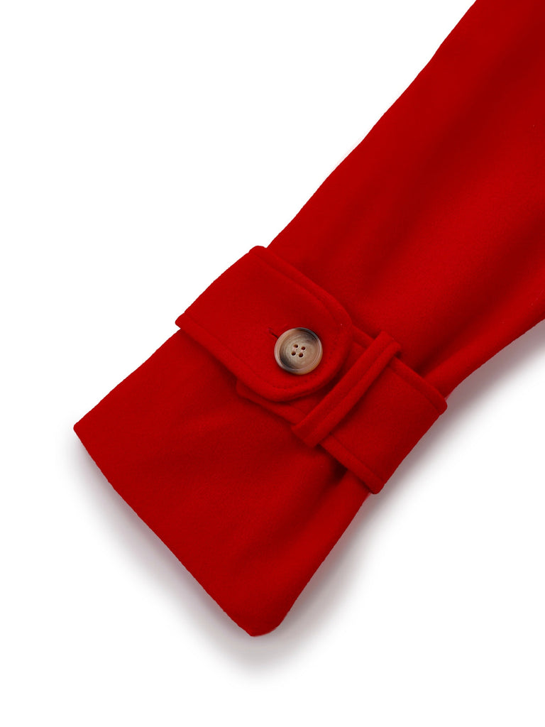 1950er Solide Zweireihiger Revers Trench Mantel