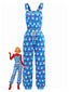 Blau 1960er Weihnachtsmann Overalls Jumpsuit
