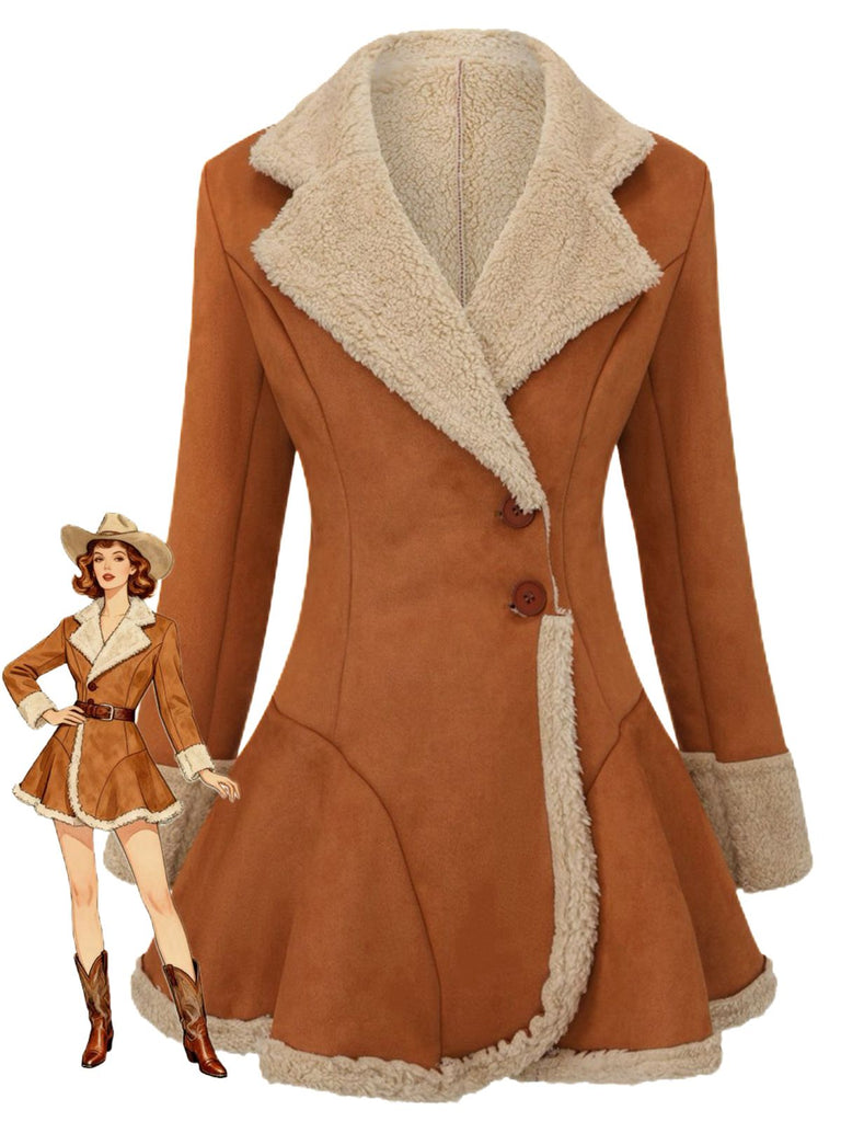 Vintage 1970er Revers Ausgestellter Saum Suede Jacke