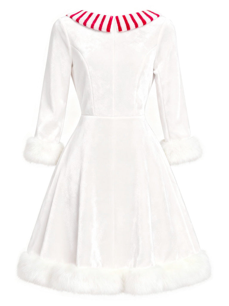 [Vorverkauf] Rot & Weiß 1950er Weihnachten Schneemann Samt Kleid