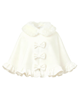 [Vorverkauf] Weiß 1940er Pelzkragen Bogen Rüschensaum Cape