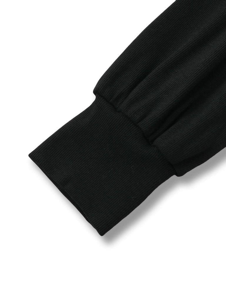 [Vorverkauf] Schwarz 1950S V-Ausschnitt Laternenärmel Stricken Top