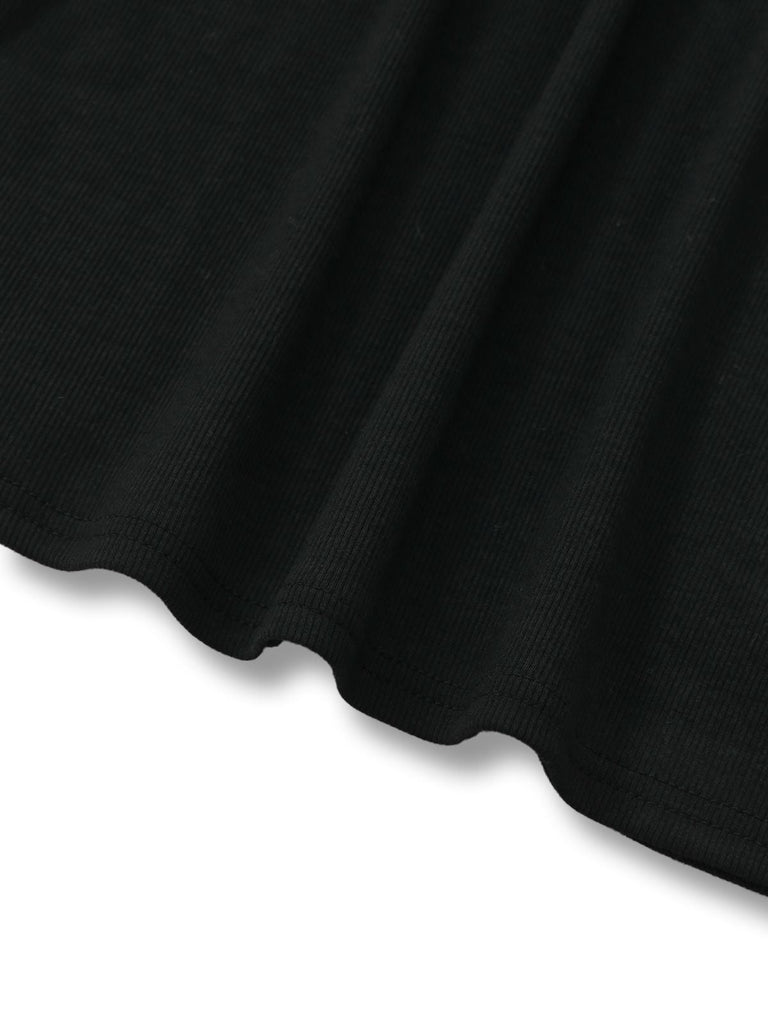 [Vorverkauf] Schwarz 1950S V-Ausschnitt Laternenärmel Stricken Top