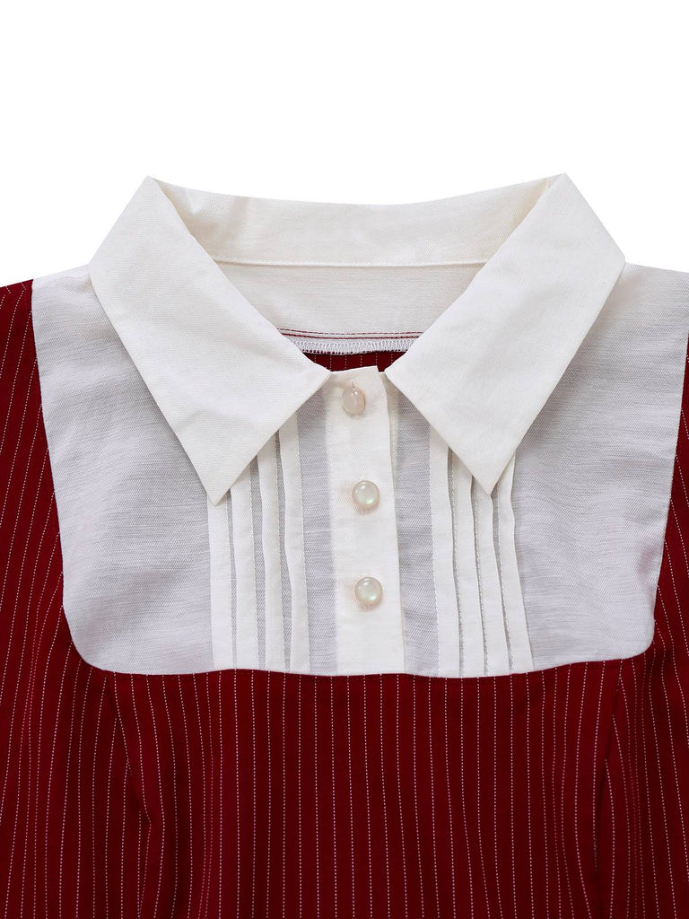 [Vorverkauf] Rot 1960er MOD Vertikal Streifen Plissiertes Kleid