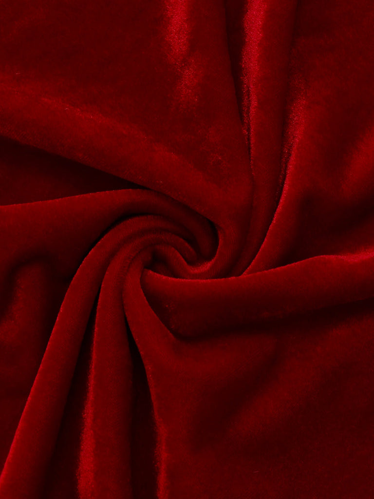 Rot 1930er Mrs. Claus Kostüm Samt Kleid Set