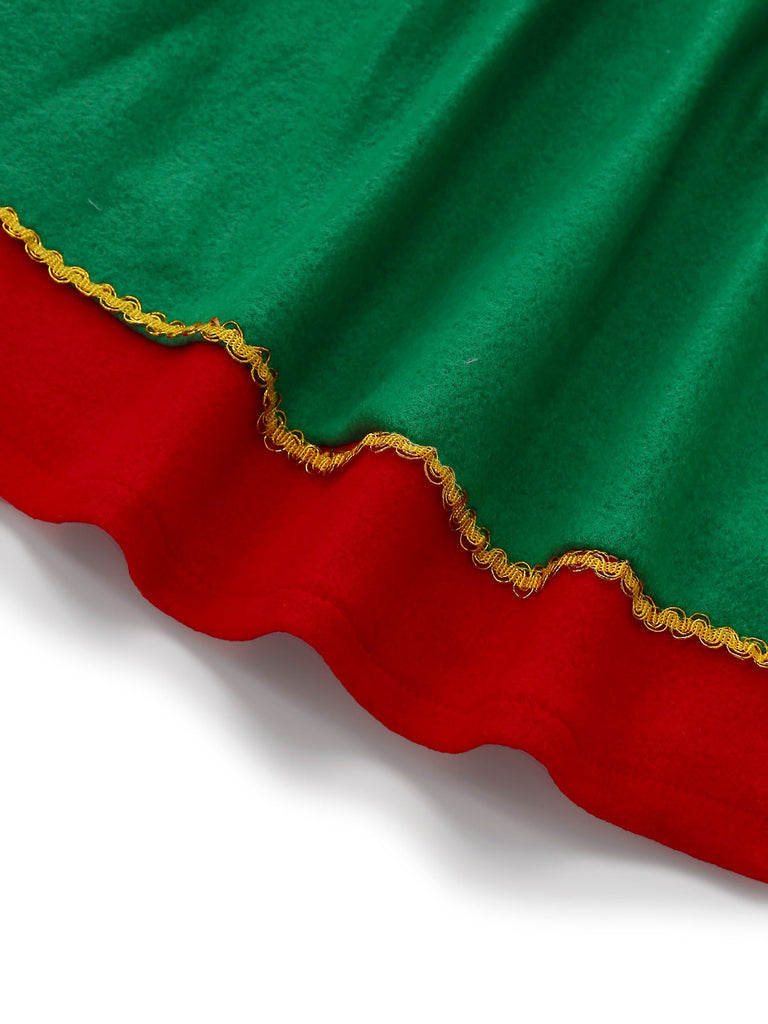 Grün 1960er Weihnachten Elf Cosplay Kostüm Kleid Set