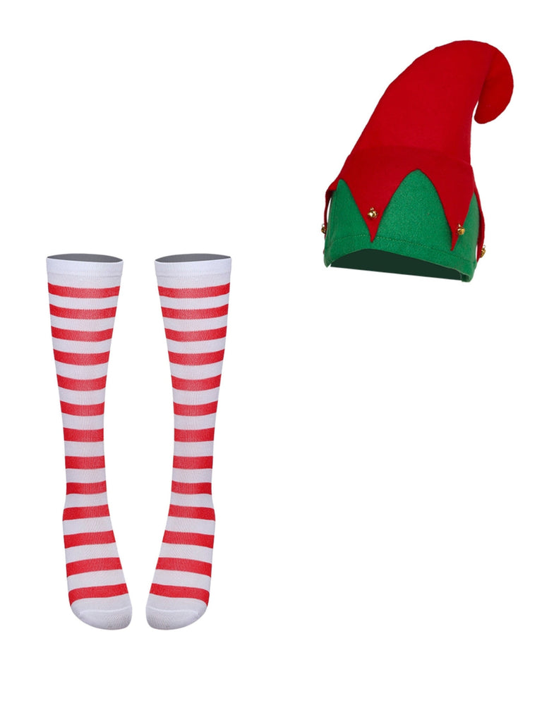 Grün 1960er Weihnachten Elf Cosplay Kostüm Kleid Set