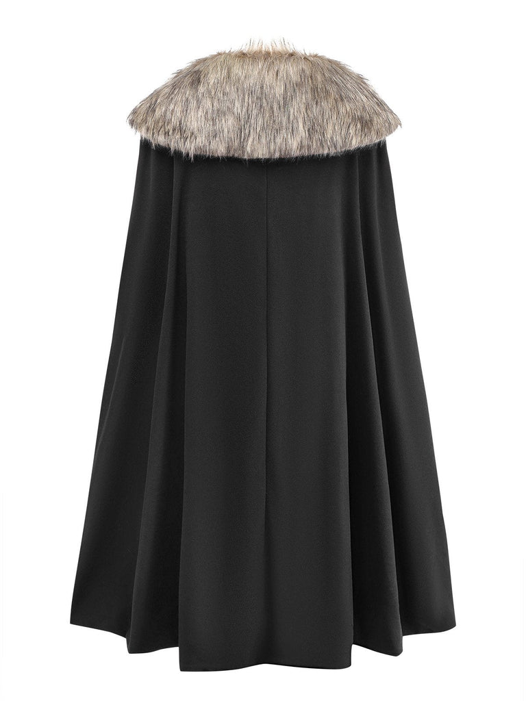 1960er Revers Kunstpelzkragen Cape Mantel