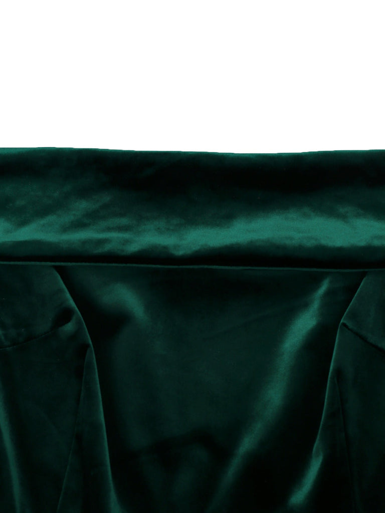 [Vorverkauf] Grün 1930er Solide Samt Bogen Schulterfrei Jumpsuit