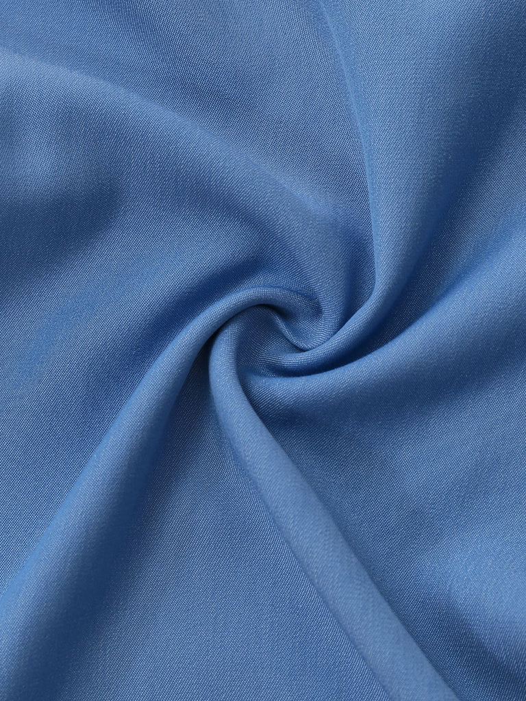 [Vorverkauf] Blau 1970er Blumen Besticktes Fliege Jumpsuit