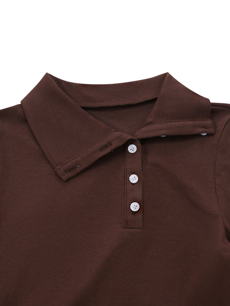 [Vorverkauf] Braun 1970er Stricken Kariert Asymmetrisch Hals Kleid