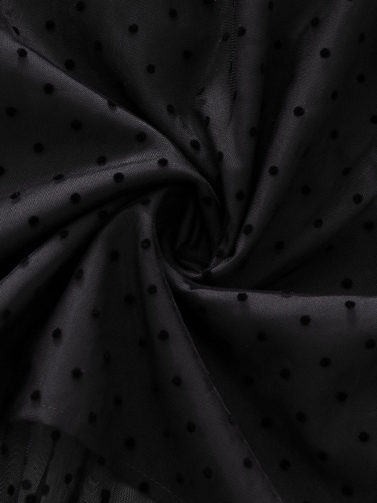 [Vorverkauf] Schwarz 1920er Polka Dot Netz Gerade Kleid