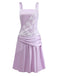 [Vorverkauf] Lila 1920er Blumen Besticktes Netz Satin Kleid