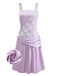 [Vorverkauf] Lila 1920er Blumen Besticktes Netz Satin Kleid