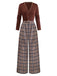 [Vorverkauf] Karamell 1930er Kariert Patchwork Stricken Jumpsuit