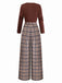 [Vorverkauf] Karamell 1930er Kariert Patchwork Stricken Jumpsuit