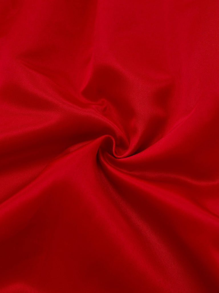 [Vorverkauf] Rot 1950er Satin Bogen Ärmel Swing Kleid