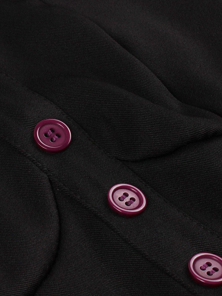 Purpurrot 1950er Katze Breite Träger Swing Kleid