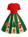[Vorverkauf] [Übergröße] Rot & Grün 1950er Weihnachten Schneeflocke Swing Kleid