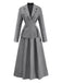 2PCS Grau 1940er Büro Revers Blazer & A-Linie Plissiertes Rock