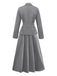 2PCS Grau 1940er Büro Revers Blazer & A-Linie Plissiertes Rock