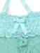 Aqua Blau 1980er Spitze Bogen Dessous Set